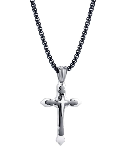 2012 [black pendant   chain 4*70cm] Titanium Steel Hip Hop Cross Pendant